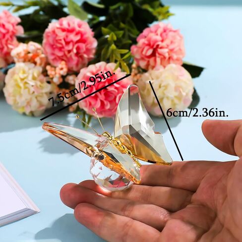 Ornalrist تماثيل الفراشة الكريستالية الشفافة هدايا للنساء، تماثيل الفراشة الطائرة القابلة للتجميع، تماثيل الحيوانات الكريستالية ذات الأوزان الورقية لديكور المنزل على الطاولة (شفاف) in Kuwait