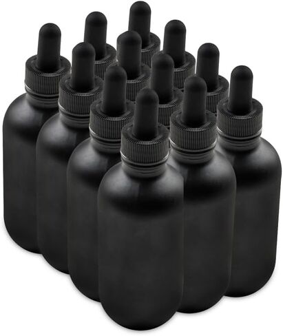 The Bottle Depot - 12 عبوة - زجاجة زجاجية سعة 4 أونصة مع قطارة - كهرمان شفاف - لمسة نهائية للرقبة 22-400 - زجاجات بوسطن المستديرة - حماية من الأشعة فوق البنفسجية in Saudi Arabia