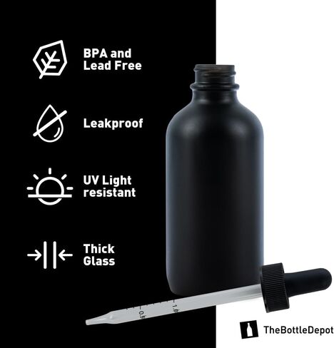 The Bottle Depot - 12 عبوة - زجاجة زجاجية سعة 4 أونصة مع قطارة - كهرمان شفاف - لمسة نهائية للرقبة 22-400 - زجاجات بوسطن المستديرة - حماية من الأشعة فوق البنفسجية in Saudi Arabia