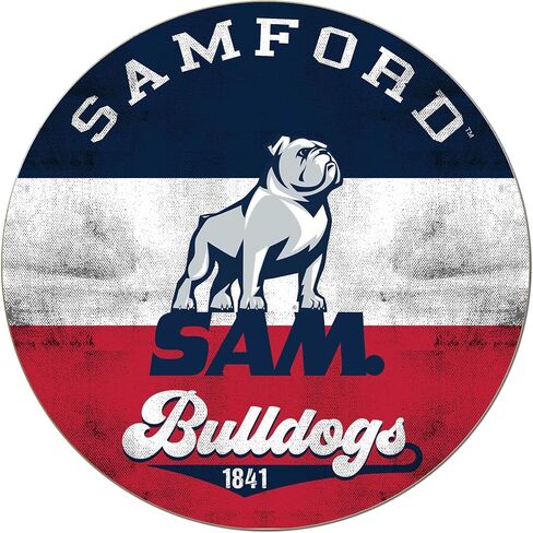 Samford Bulldogs Multi-Color Retro Circle Sign, 20x20 Inches, Bulldogs Decor for Dorm, Fan Cave, Living Room; Display Your Team Spirit with This Unique Samford Bulldogs Wall Art in Saudi Arabia