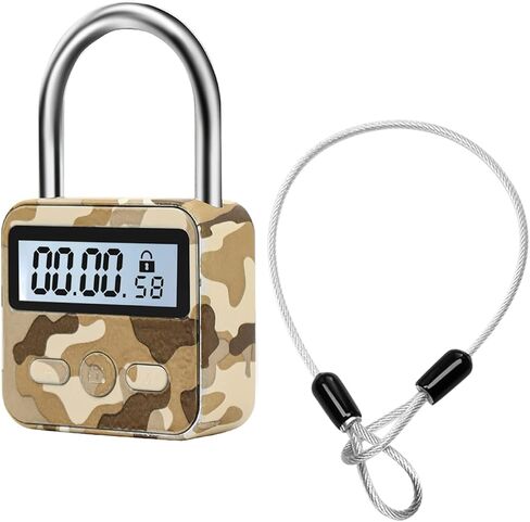 Metal Time Padlock - Multi-Function Timer Lock 99 Hours Max Timing with Electronic LCD Timed Display Micro USB Rechargeable Black in Saudi Arabia