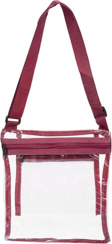 PATIKIL 10"x9" Clear Crossbody Bag with Extra Inside Pocket, Stadium Approved PVC Transparent Purse Bag for Sports Concerts Festivals, Burgundy in Saudi Arabia