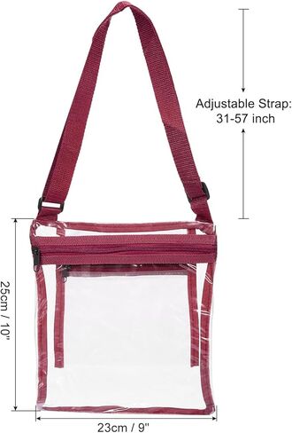 PATIKIL 10"x9" Clear Crossbody Bag with Extra Inside Pocket, Stadium Approved PVC Transparent Purse Bag for Sports Concerts Festivals, Burgundy in Saudi Arabia