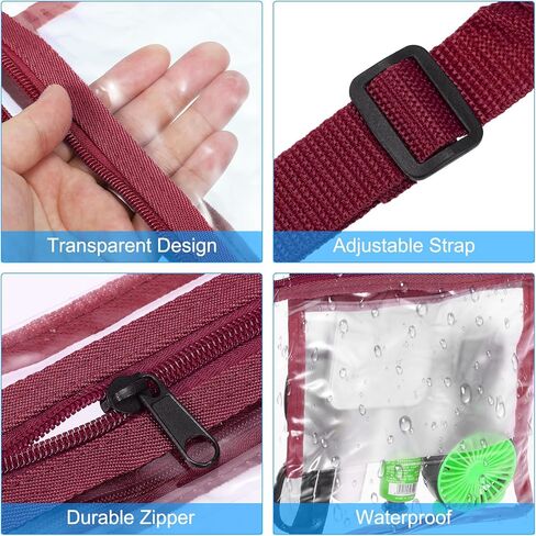 PATIKIL 10"x9" Clear Crossbody Bag with Extra Inside Pocket, Stadium Approved PVC Transparent Purse Bag for Sports Concerts Festivals, Burgundy in Saudi Arabia