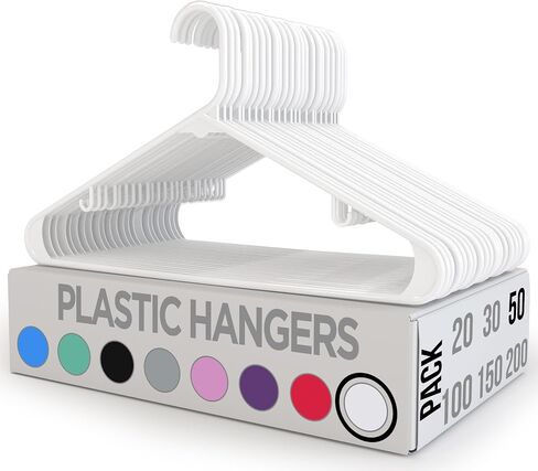 Utopia Home Plastic Hangers 50 Pack - Clothes Hanger with Hooks - Durable & Space Saving Coat Hanger - Heavy Duty White Hangers - Skirt Hangers in Saudi Arabia