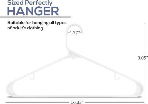 Utopia Home Plastic Hangers 50 Pack - Clothes Hanger with Hooks - Durable & Space Saving Coat Hanger - Heavy Duty White Hangers - Skirt Hangers in Saudi Arabia