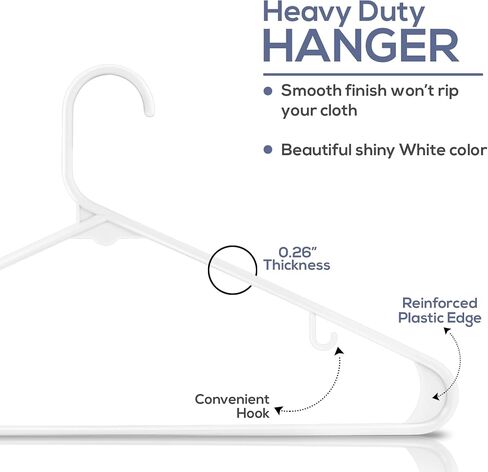 Utopia Home Plastic Hangers 50 Pack - Clothes Hanger with Hooks - Durable & Space Saving Coat Hanger - Heavy Duty White Hangers - Skirt Hangers in Saudi Arabia