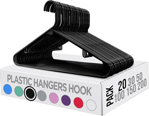 Utopia Home Plastic Hangers 50 Pack - Clothes Hanger with Hooks - Durable & Space Saving Coat Hanger - Heavy Duty White Hangers - Skirt Hangers in Saudi Arabia