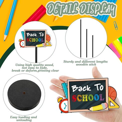 3 Pcs Back to School Wood Table Decor Standing Wooden Table Centerpiece Stationery Blackboard Books Summer Decorations for Home Classroom Summer Table Decor Small Table Decor Wood Table Sign in Saudi Arabia