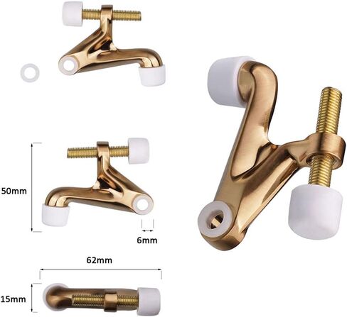 Triumph Hardware 2 حزمة سدادة باب مفصلية، سدادة باب شديدة التحمل قابلة للتعديل 2-3/8 بوصة × 15/16 بوصة، نيكل ساتان مصقول، مع أطراف ممتصة للصدمات مطاطية سوداء in Kuwait