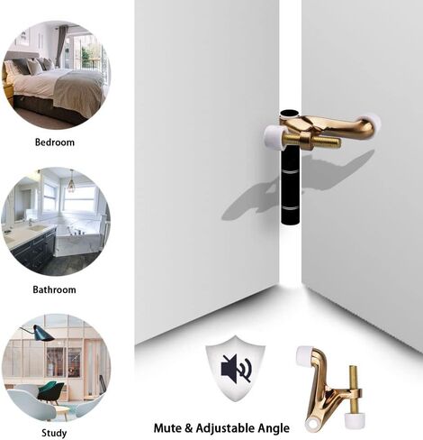Triumph Hardware 2 حزمة سدادة باب مفصلية، سدادة باب شديدة التحمل قابلة للتعديل 2-3/8 بوصة × 15/16 بوصة، نيكل ساتان مصقول، مع أطراف ممتصة للصدمات مطاطية سوداء in Kuwait