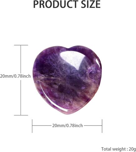 قطعتان من أحجار القلق للقلق، مجموعة بلورات الشفاء، حجر الجمشت الوردي الكوارتز القلب كريستال، أحجار الشفاء الطبيعية للاسترخاء حجر النخيل لتخفيف التوتر والقلق والتأمل in Kuwait