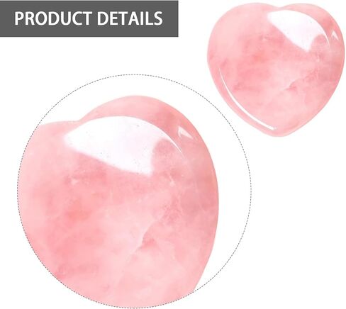 قطعتان من أحجار القلق للقلق، مجموعة بلورات الشفاء، حجر الجمشت الوردي الكوارتز القلب كريستال، أحجار الشفاء الطبيعية للاسترخاء حجر النخيل لتخفيف التوتر والقلق والتأمل in Kuwait