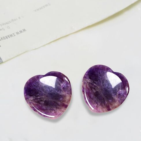 قطعتان من أحجار القلق للقلق، مجموعة بلورات الشفاء، حجر الجمشت الوردي الكوارتز القلب كريستال، أحجار الشفاء الطبيعية للاسترخاء حجر النخيل لتخفيف التوتر والقلق والتأمل in Kuwait