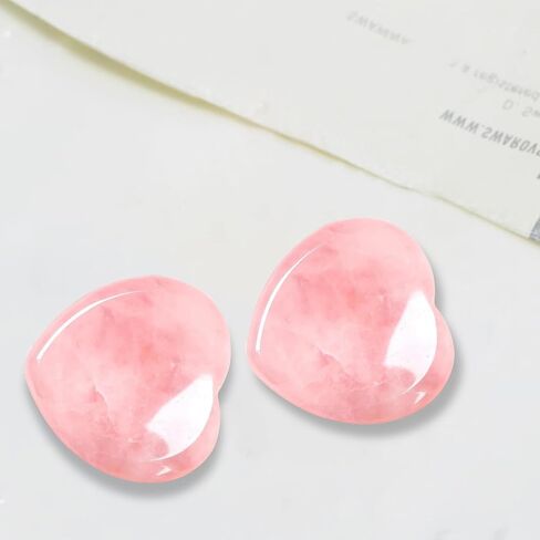 قطعتان من أحجار القلق للقلق، مجموعة بلورات الشفاء، حجر الجمشت الوردي الكوارتز القلب كريستال، أحجار الشفاء الطبيعية للاسترخاء حجر النخيل لتخفيف التوتر والقلق والتأمل in Kuwait