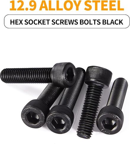 M6 x 30mm 35mm 40mm 45mm 50mm Button Head Socket Cap Screws Bolts, 10.9 Grade Alloy Steel, Metric Allen Hex Drive, Black Oxide Finish, Fully Threaded, Assortment Kit 50Pcs in Saudi Arabia