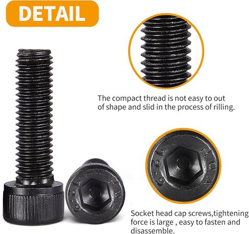 M6 x 30mm 35mm 40mm 45mm 50mm Button Head Socket Cap Screws Bolts, 10.9 Grade Alloy Steel, Metric Allen Hex Drive, Black Oxide Finish, Fully Threaded, Assortment Kit 50Pcs in Saudi Arabia