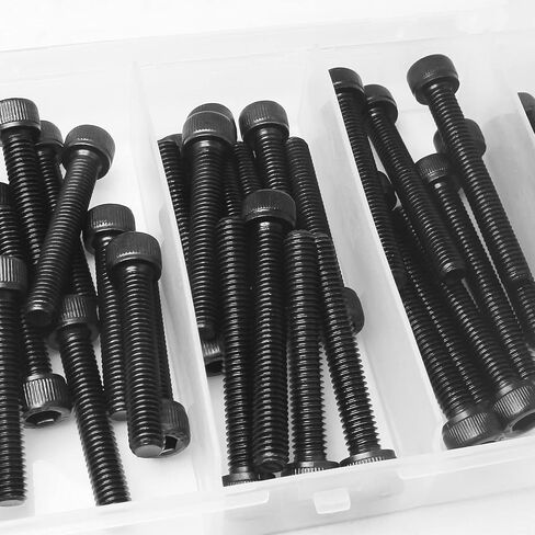 M6 x 30mm 35mm 40mm 45mm 50mm Button Head Socket Cap Screws Bolts, 10.9 Grade Alloy Steel, Metric Allen Hex Drive, Black Oxide Finish, Fully Threaded, Assortment Kit 50Pcs in Saudi Arabia