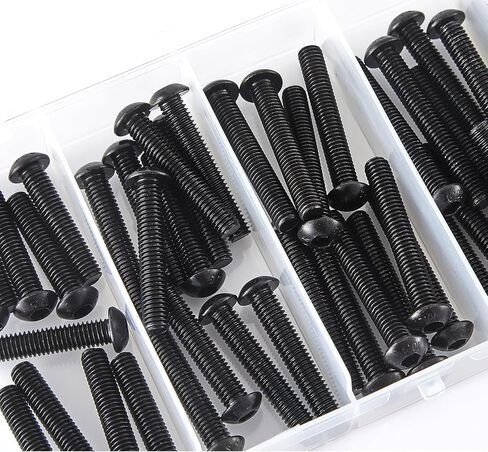 M6 x 30mm 35mm 40mm 45mm 50mm Button Head Socket Cap Screws Bolts, 10.9 Grade Alloy Steel, Metric Allen Hex Drive, Black Oxide Finish, Fully Threaded, Assortment Kit 50Pcs in Saudi Arabia