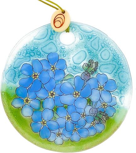 California Poppy Ornament, Fused Glass, 3 in Flat, Hanging Suncatcher in Saudi Arabia
