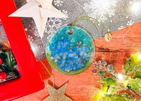 California Poppy Ornament, Fused Glass, 3 in Flat, Hanging Suncatcher in Saudi Arabia