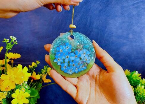 California Poppy Ornament, Fused Glass, 3 in Flat, Hanging Suncatcher in Saudi Arabia