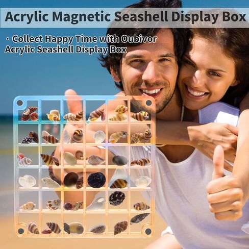 Acrylic Seashell Display Box, Transparent Acrylic Small Craft Organizers 36 Grids Seashell Storage Box for Seashell Diamond Beads(0.59 Inch Grid) in Kuwait