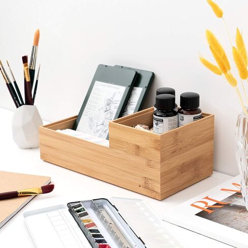 Navaris Bamboo Storage Boxes - Set of 2 Wood Stackable Box Organizers for Bedroom, Kitchen, Bathroom, Living Room, Makeup, Jewelry, Accessories in Saudi Arabia