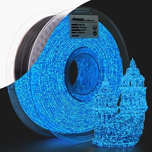 AMOLEN Glow in The Dark Filament, 1.75mm 3D Printer PLA Filament, Dimensional Accuracy +/- 0.02 mm, 1KG/2.2lb, Fit Most FDM Printer, Firefly Blue in Saudi Arabia