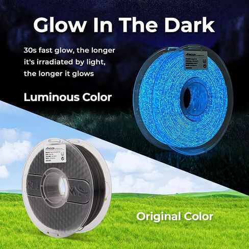 AMOLEN Glow in The Dark Filament, 1.75mm 3D Printer PLA Filament, Dimensional Accuracy +/- 0.02 mm, 1KG/2.2lb, Fit Most FDM Printer, Firefly Blue in Saudi Arabia