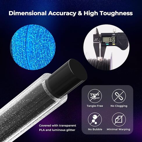 AMOLEN Glow in The Dark Filament, 1.75mm 3D Printer PLA Filament, Dimensional Accuracy +/- 0.02 mm, 1KG/2.2lb, Fit Most FDM Printer, Firefly Blue in Saudi Arabia