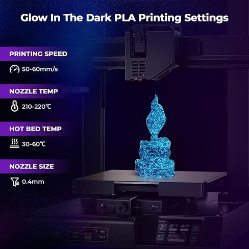 AMOLEN Glow in The Dark Filament, 1.75mm 3D Printer PLA Filament, Dimensional Accuracy +/- 0.02 mm, 1KG/2.2lb, Fit Most FDM Printer, Firefly Blue in Saudi Arabia