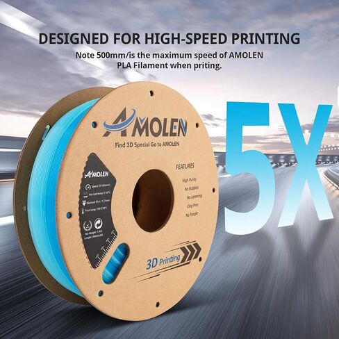 AMOLEN Glow in The Dark Filament, 1.75mm 3D Printer PLA Filament, Dimensional Accuracy +/- 0.02 mm, 1KG/2.2lb, Fit Most FDM Printer, Firefly Blue in Saudi Arabia