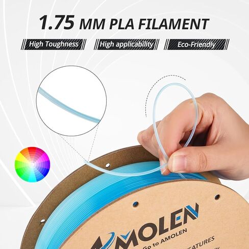 AMOLEN Glow in The Dark Filament, 1.75mm 3D Printer PLA Filament, Dimensional Accuracy +/- 0.02 mm, 1KG/2.2lb, Fit Most FDM Printer, Firefly Blue in Saudi Arabia