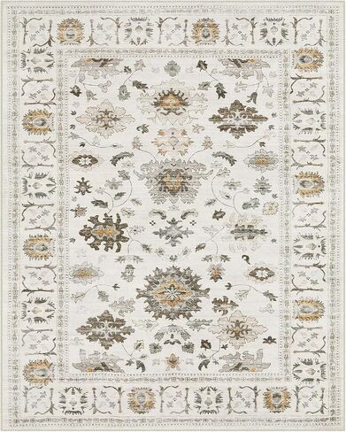 Lahome Vintage 3x5 Throw Rugs,Oriental Farmhouse Rugs for Entryway Indoor Non-Slip,Low-Pile Soft Distressed Living Room Area Rug Washable Floor Carpet for Bedroom Kitchen Laundry - Brown in Saudi Arabia