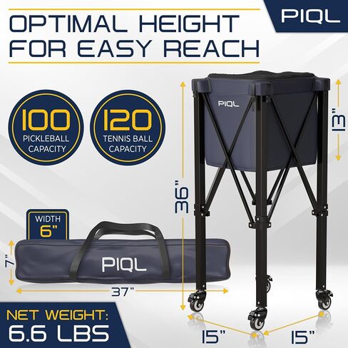 Pickleball Ball Caddy Navy Blue - 100 pickleball capacity wheeled cart - pickleball storage bag - pickle ball equipment for practice - pickleball training - Tennis Ball Hopper - Tennis Ball Caddy in Saudi Arabia