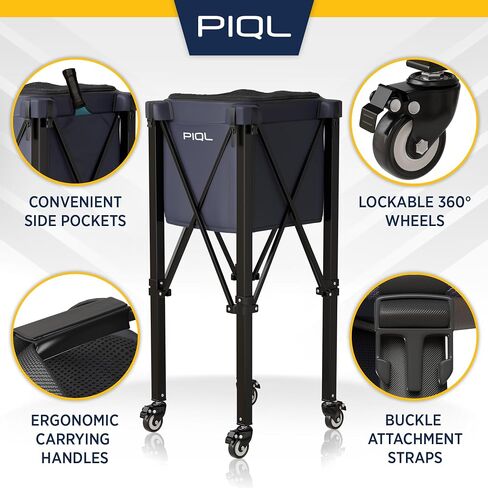 Pickleball Ball Caddy Navy Blue - 100 pickleball capacity wheeled cart - pickleball storage bag - pickle ball equipment for practice - pickleball training - Tennis Ball Hopper - Tennis Ball Caddy in Saudi Arabia