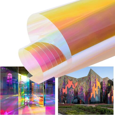 Red Chameleon Window Film Daytime Privacy Reflective Window Tint Holographic Rainbow Effect Window Film Sun Blocking Blackout Window Film, 29.5'' x 118.11'' in Saudi Arabia