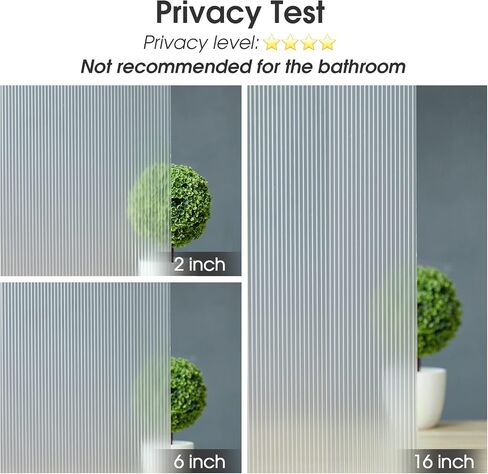 Privacy Window Film Reeded Glass Window Film Non-Adhesive Frosted Glass Window Film Sun Blocking Window Film Heat Control UV Blocking for Home Office, Translucent, 29.5 x 118 Inch in Saudi Arabia