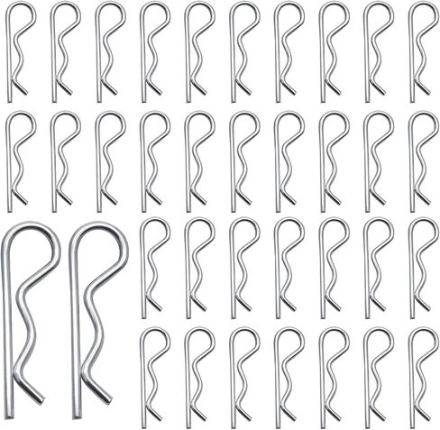 40 Pieces Cotter Pin Assortment Kit, M2.5 x 50mm R Clips Zinc Plated Steel Clips, Heavy Duty Retaining Cotter Pins for Hitch Pin Lock System in Saudi Arabia