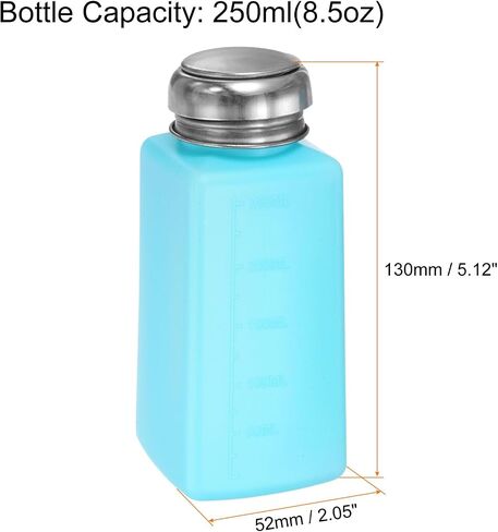 HARFINGTON 3pcs Solvent Alcohol Dispenser 100ml(3.4oz) Press Type ESD Safe Anti-Splash Liquid Dispenser Pump with Sealing Stainless Steel Lid for Acetone Cleanser, Polish Remover, Blue in Saudi Arabia