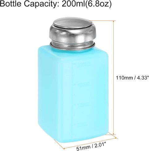 HARFINGTON 3pcs Solvent Alcohol Dispenser 100ml(3.4oz) Press Type ESD Safe Anti-Splash Liquid Dispenser Pump with Sealing Stainless Steel Lid for Acetone Cleanser, Polish Remover, Blue in Saudi Arabia