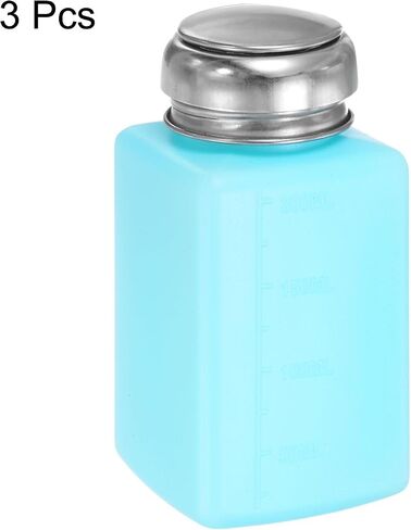 HARFINGTON 3pcs Solvent Alcohol Dispenser 100ml(3.4oz) Press Type ESD Safe Anti-Splash Liquid Dispenser Pump with Sealing Stainless Steel Lid for Acetone Cleanser, Polish Remover, Blue in Saudi Arabia