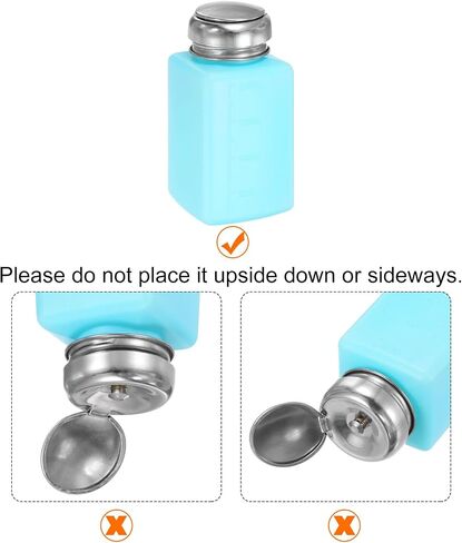 HARFINGTON 3pcs Solvent Alcohol Dispenser 100ml(3.4oz) Press Type ESD Safe Anti-Splash Liquid Dispenser Pump with Sealing Stainless Steel Lid for Acetone Cleanser, Polish Remover, Blue in Saudi Arabia