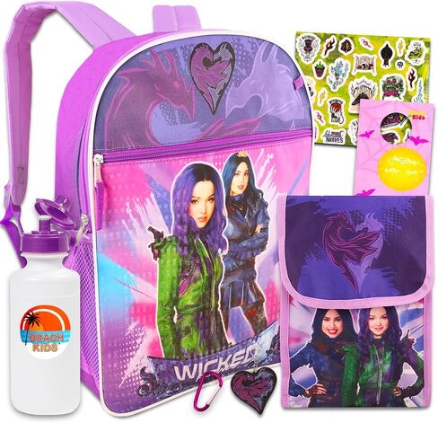 مجموعة حقيبة ظهر وصندوق غداء من Disney Descendants - حزمة مع حقيبة ظهر Descendants وصندوق غداء وملصقات والمزيد | حقيبة ظهر ديسندانتس للبنات in Saudi Arabia