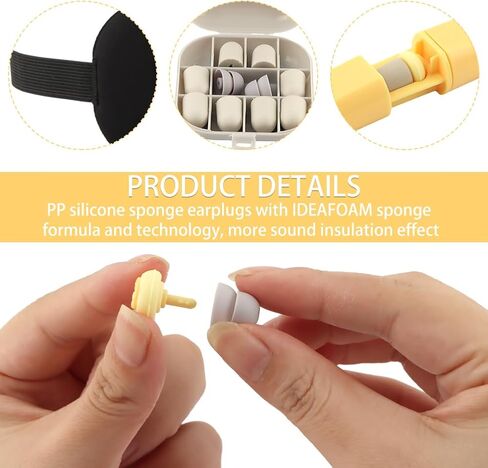 سدادات أذن مانعة للضوضاء، سماعات أذن ناعمة مع أكواب للعين للنوم والألعاب والعمل والدراسة والبيئات الصاخبة (سدادات الأذن + قناع العين + 10 إسفنجات احتياطية) in Kuwait
