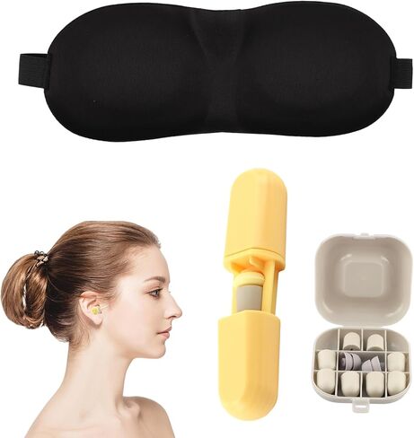 سدادات أذن مانعة للضوضاء، سماعات أذن ناعمة مع أكواب للعين للنوم والألعاب والعمل والدراسة والبيئات الصاخبة (سدادات الأذن + قناع العين + 10 إسفنجات احتياطية) in Kuwait