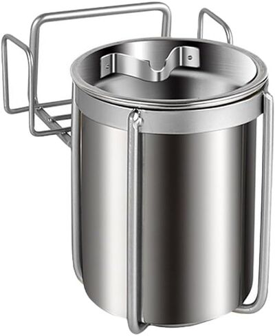 Wall Mounted Home Ashtray Stainless Steel Punch-Free Cigarette Bin Toilet Hanging Ash Tray in Saudi Arabia