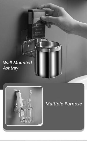 Wall Mounted Home Ashtray Stainless Steel Punch-Free Cigarette Bin Toilet Hanging Ash Tray in Saudi Arabia
