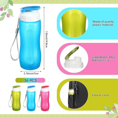 36 قطعة من زجاجات المياه البلاستيكية للأطفال، زجاجات مياه رياضية سعة 17 أونصة مع حزام مقبض، زجاجة مياه بغطاء خفيف الوزن سهلة الحمل وقابلة لإعادة الاستخدام ومضادة للتسرب للسفر للمدرسة واللياقة البدنية in Kuwait